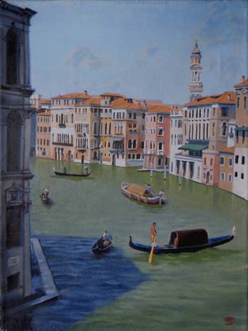 oil painting cityscape of venice with the grand canal